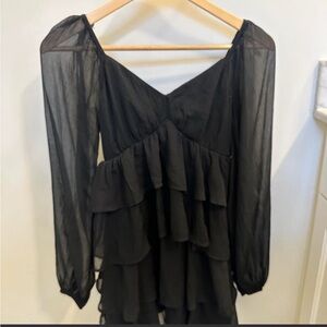 Abercrombie & Fitch Black Textured Dress